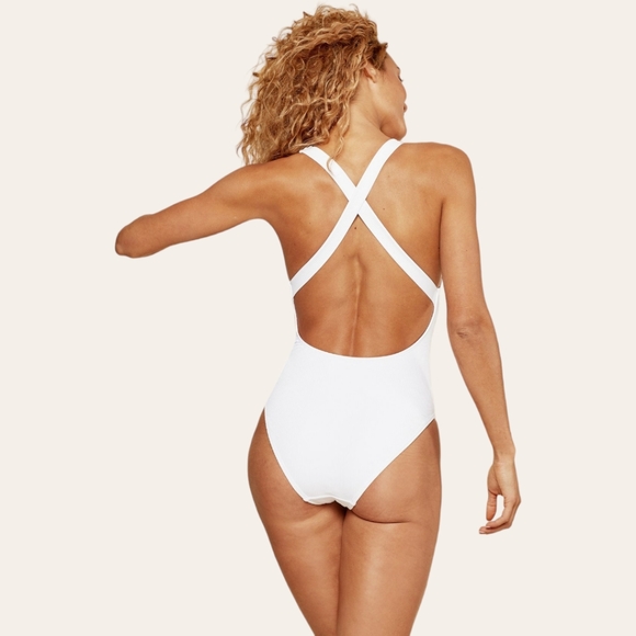 Andie White Ribbed The Tulum One Piece Swimsuit - Picture 4 of 4